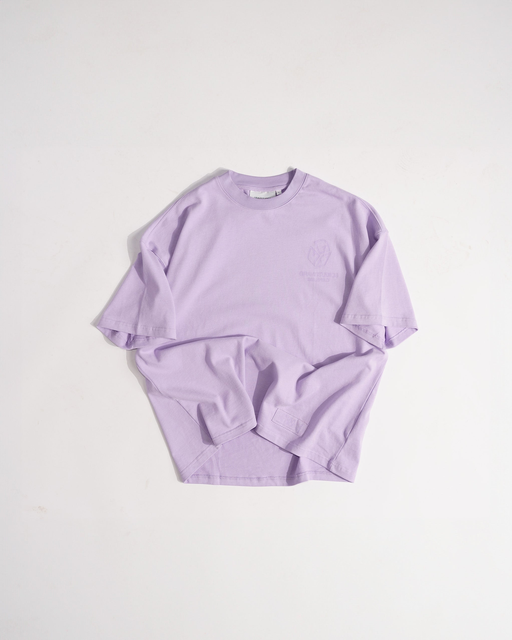 Lila Lavendel Pink T-Shirt Oversized mit Langemarm Enger Kragen Front print backprint vorderseite heavyweight selfmade